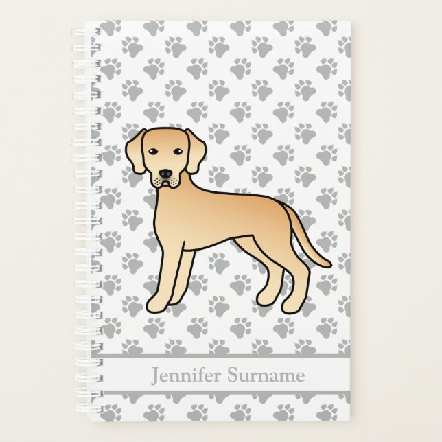 Gelbes Labrador Retriever Hund und Paws & Text Planer (Vorderseite)