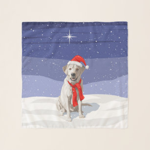 Gelbes Labrador Retriever in der Weihnachtsmannmüt Schal