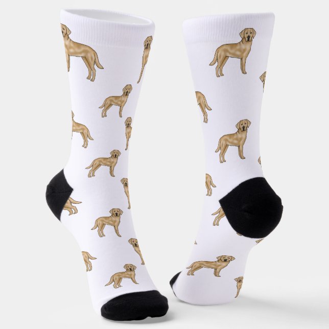 Gelbes Labrador Retriever Niedlich Cartoon Dog Mus Socken (Gewinkelt)