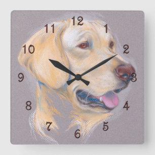 Gelbes Labrador retriever-Porträt Quadratische Wanduhr
