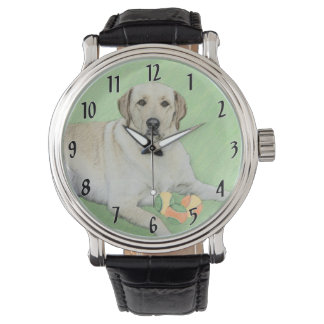Gelbes Labrador Retriever & Tennis Balls Malerei Armbanduhr