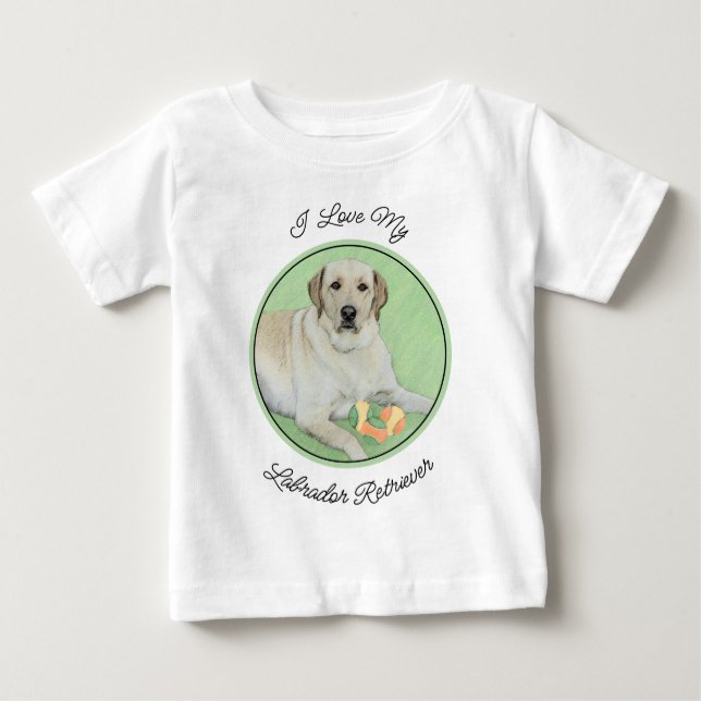 Gelbes Labrador Retriever & Tennis Balls Malerei Baby T-shirt (Vorderseite)