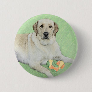Gelbes Labrador Retriever & Tennis Balls Malerei Button