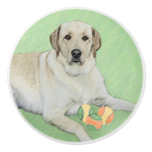 Gelbes Labrador Retriever & Tennis Balls Malerei Keramikknauf