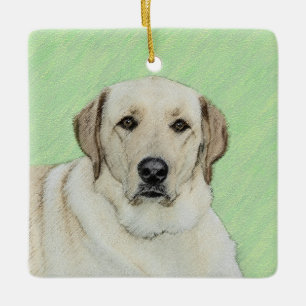 Gelbes Labrador Retriever & Tennis Balls Malerei Keramikornament