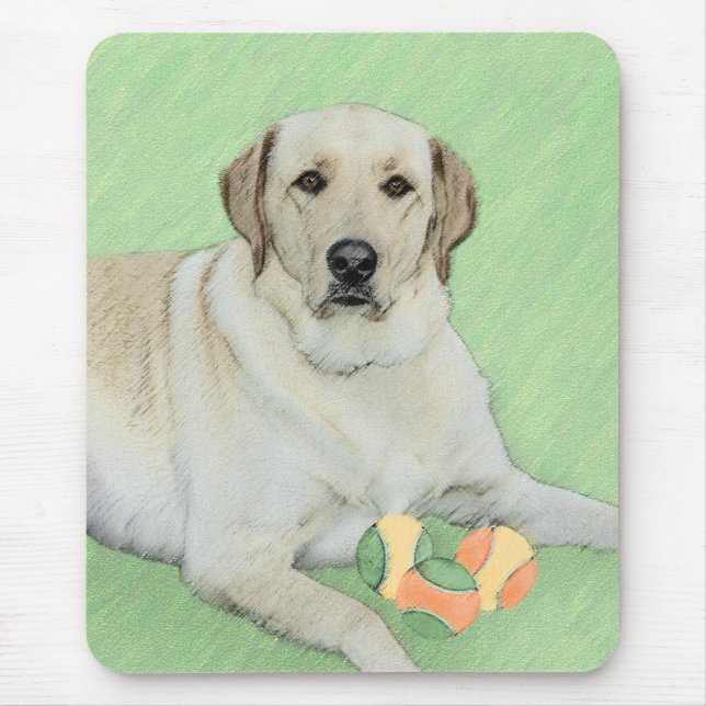 Gelbes Labrador Retriever & Tennis Balls Malerei Mousepad (Vorne)