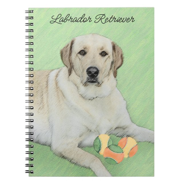 Gelbes Labrador Retriever & Tennis Balls Malerei Notizblock (Vorderseite)