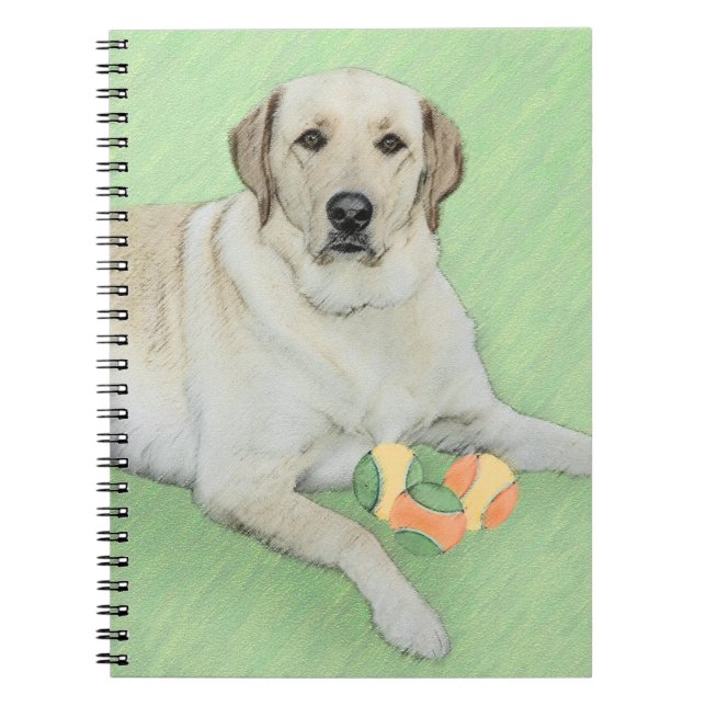 Gelbes Labrador Retriever & Tennis Balls Malerei Notizblock (Vorderseite)