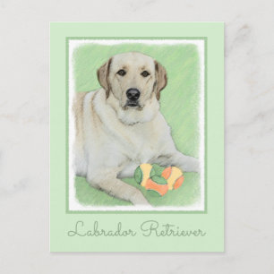 Gelbes Labrador Retriever & Tennis Balls Malerei Postkarte