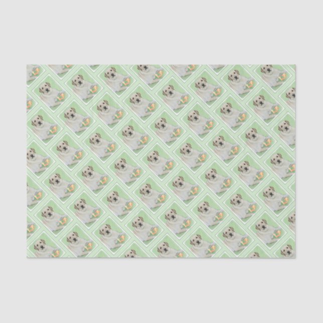 Gelbes Labrador Retriever & Tennis Balls Malerei Seidenpapier (Vorderseite)