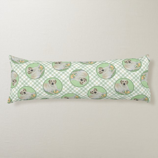 Gelbes Labrador Retriever & Tennis Balls Malerei Seitenschläferkissen (Vorderseite)