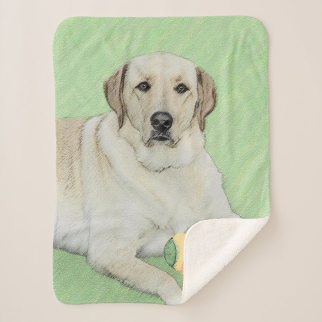 Gelbes Labrador Retriever & Tennis Balls Malerei Sherpadecke (Vorderseite)