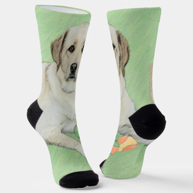 Gelbes Labrador Retriever & Tennis Balls Malerei Socken (Gewinkelt)