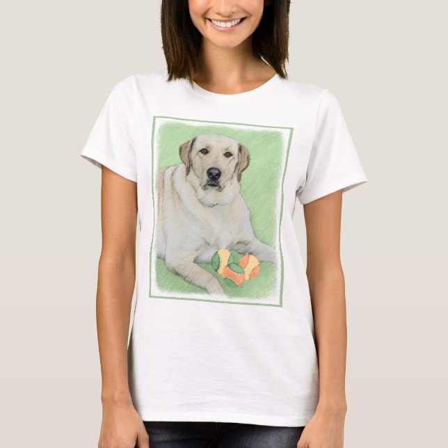 Gelbes Labrador Retriever & Tennis Balls Malerei T-Shirt (Vorderseite)