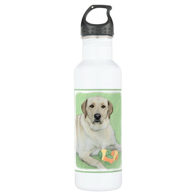 Gelbes Labrador Retriever & Tennis Balls Malerei Trinkflasche (Vorderseite)