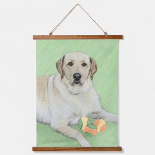 Gelbes Labrador Retriever & Tennis Balls Malerei Wandteppich Mit Holzrahmen