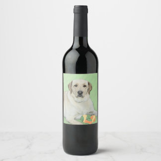 Gelbes Labrador Retriever & Tennis Balls Malerei Weinetikett