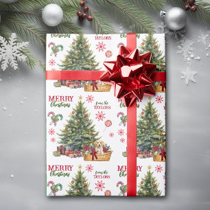 Gelbes Labrador-Retriever unter dem Baum Geschenkpapier