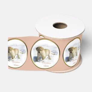 Gelbes Labrador retriever-Weihnachten Ripsband
