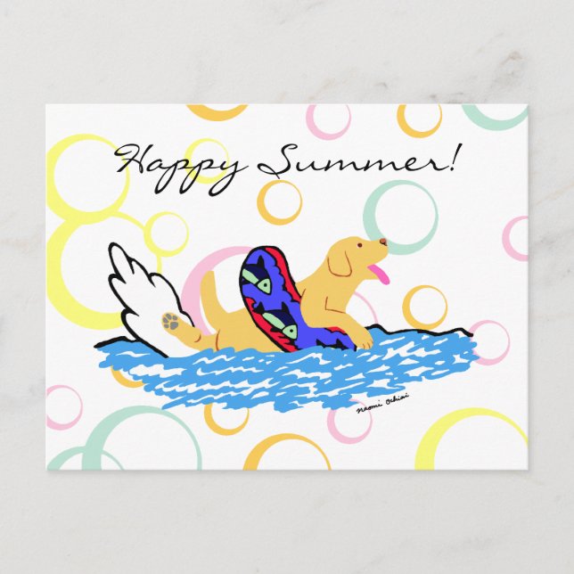 Gelbes Labrador Schwimmen Postkarte (Vorderseite)