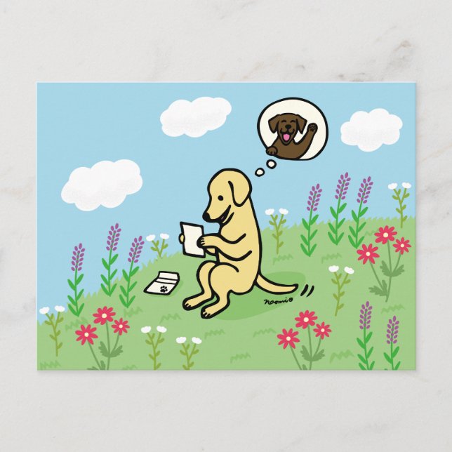 Gelbes Labrador und Brief von einem Freund Postkarte (Vorderseite)