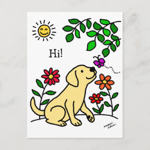 Gelbes Labrador und Grün Postkarte