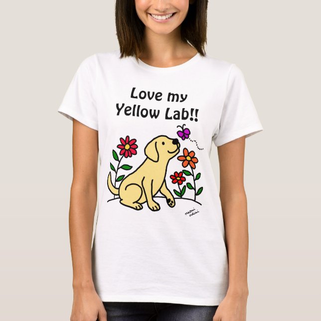 Gelbes Labrador und Grün T-Shirt (Vorderseite)