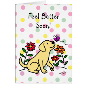 Gelbes Labrador und grüner Cartoon