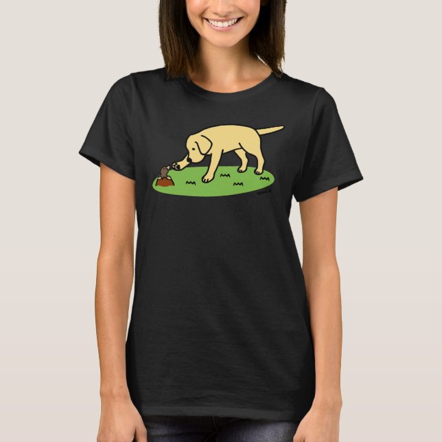 Gelbes Labrador und Mole Friends T-Shirt (Vorderseite)