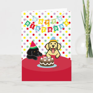 Gelbes Labrador und schwarzes Labrador zum Geburts Karte