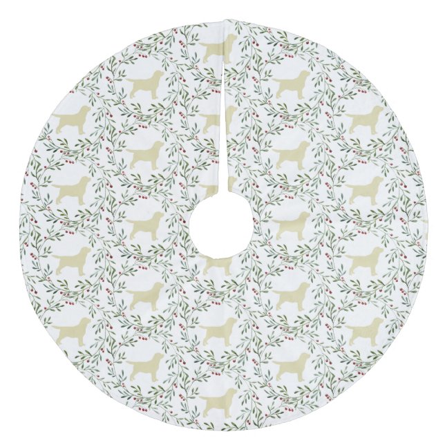 Gelbes Labrador - Weihnachtsfeiertag - Hundeblatt Fleece Weihnachtsbaumdecke (Vorderseite)