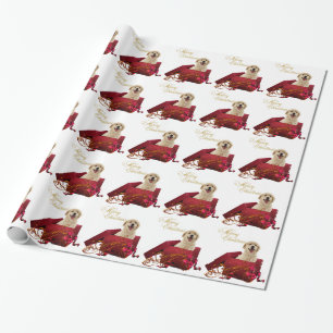 Gelbes Labrador Weihnachtspapier Geschenkpapier