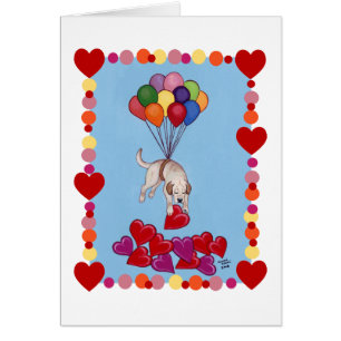 Gelbes Labrador, welches die LIEBE sammelt