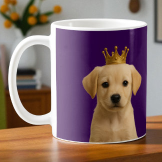 Gelbes Labrador Welpe in Goldkrone Niedlich Kaffeetasse