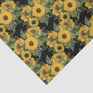 Gelbes Landhaus-Sonnenblumen-Blumenmuster Seidenpapier