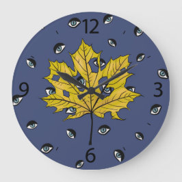 Gelbes Leaf Creepy Große Wanduhr