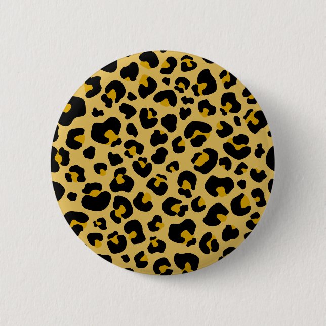 Gelbes Leopard Geparden Skin Print Muster Button (Vorderseite)