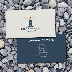 Gelbes Licht & Marineblauer Leuchtturm Visitenkarte