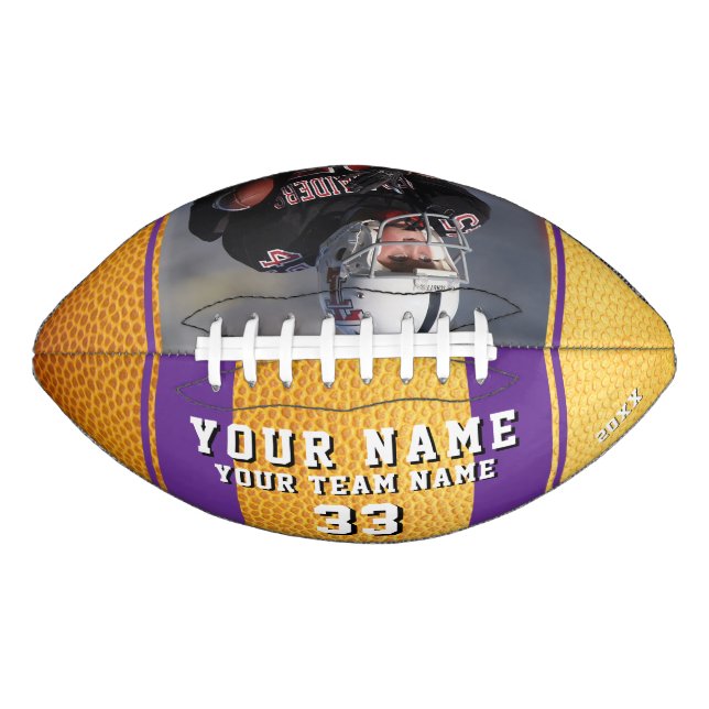 Gelbes Lila Player Name Team Foto Football (Vorderseite)