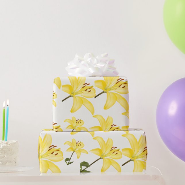 Gelbes Lily Matt Wrapping Paper Geschenkpapier (Partygeschenke)