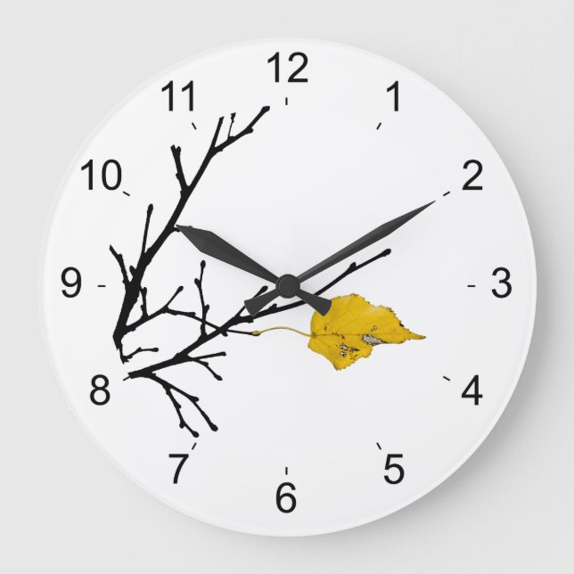 Gelbes Limones Baumleaf Große Wanduhr (Vorderseite)