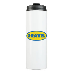 Gelbes Logo für Kegelradfahren Thermosbecher