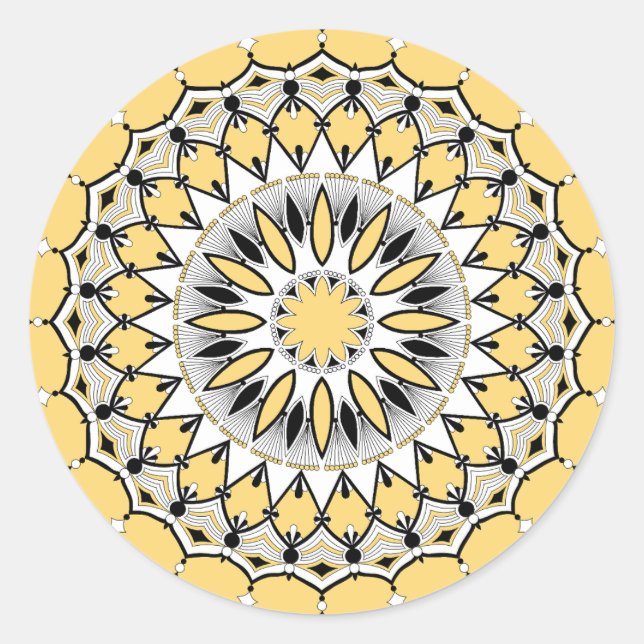 Gelbes Mandala (Design 1) Aufkleber (Vorderseite)