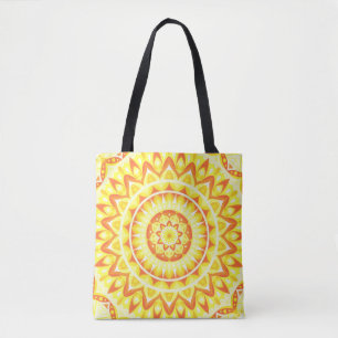 Gelbes Mandala Helles Boho-Einkaufstasche Lebendig