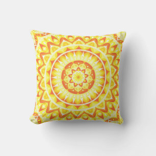 Gelbes Mandala Helles Boho Sonnenlicht Dekorativ Kissen
