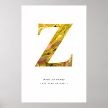 Gelbes Marmor Letter Z Erste Personalisierte Kunst