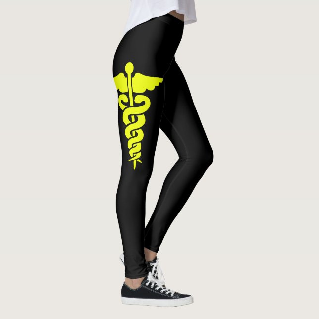 Gelbes medizinisches Symbol Leggings (Rechts)