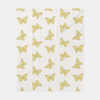 Gelbes Minimal Niedliches Schmetterlingsmuster Fleecedecke