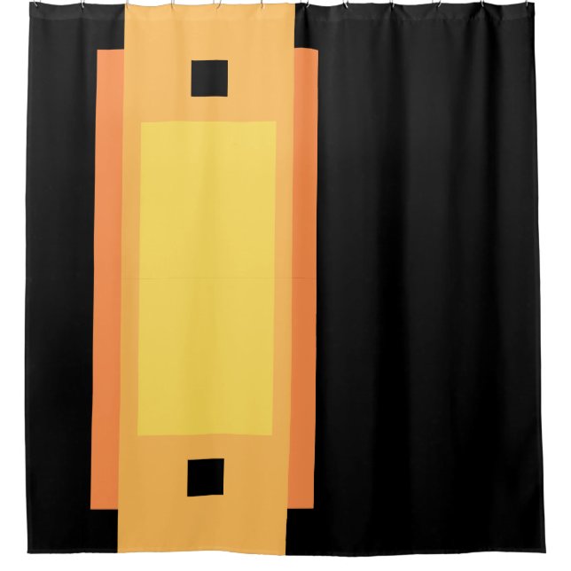 Gelbes Minimal Orange Black Duschvorhang (Vorderseite)
