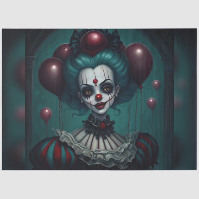 Gelbes Mit Augen Halloween-Clowntaufopapier Seidenpapier (Vorderseite)